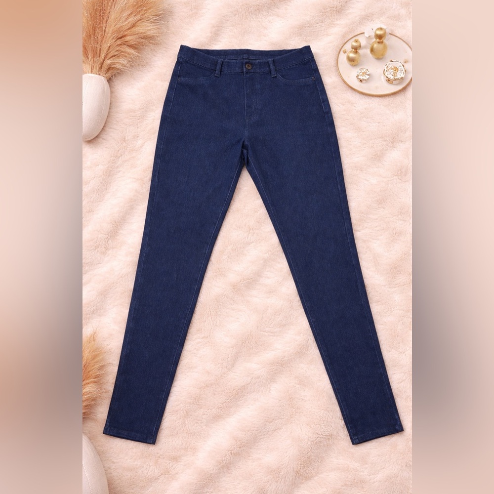 UNIQLO Navy Pull-On Jeggings Size L (30-31) | Skinny Stretch Elastic Waist